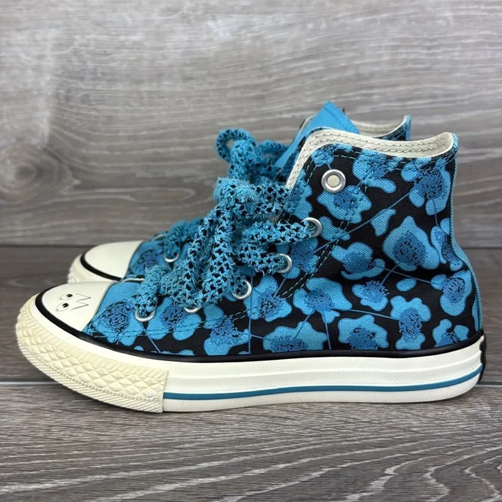 Converse CT All-Star x Dr Woo Little Girl Sz 13 Hi Top Blue Floral Sneakers